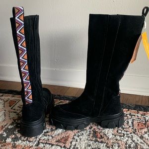 NWT Farm Rio Anthropologie Long Suede Leather Boots